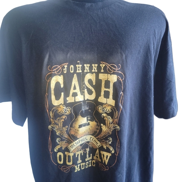 Mens Black Johnny Cash Motif Tshirt XL - Picture 2 of 4